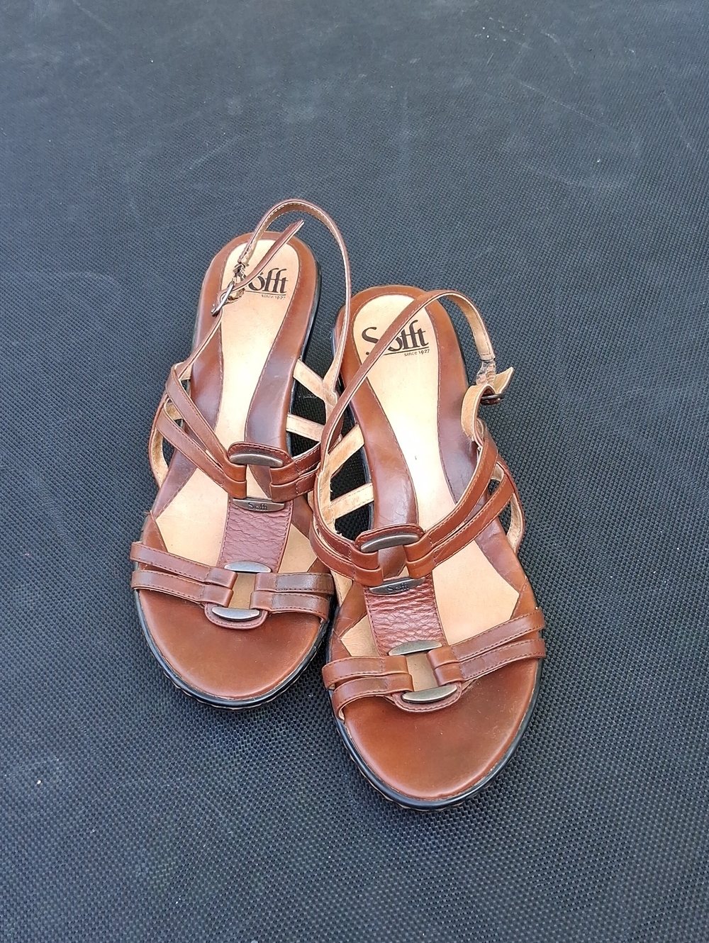 Sofft Brown Leather Multi-Strap Slingback Sandals